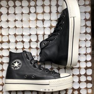black leather platform converse
